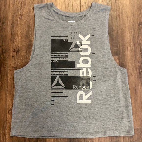 Reebok Women’s Gray Athletic Workout Tank Top With Large / Drop Armholes Size L - Picture 1 of 10